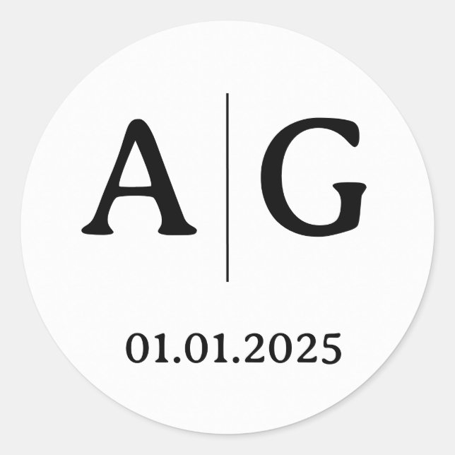 Anfangszeichen für Hochzeitscoupel | Round White Runder Aufkleber (Vorderseite)