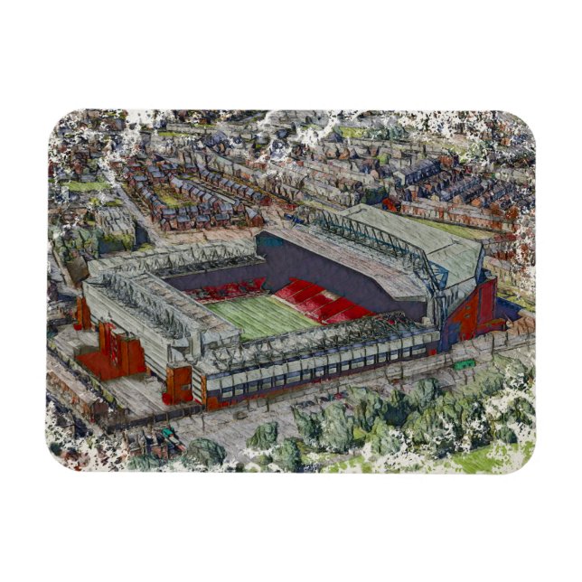 Anfield Stadium Liverpool - Artistic Watercolour Magnet (Horizontal)