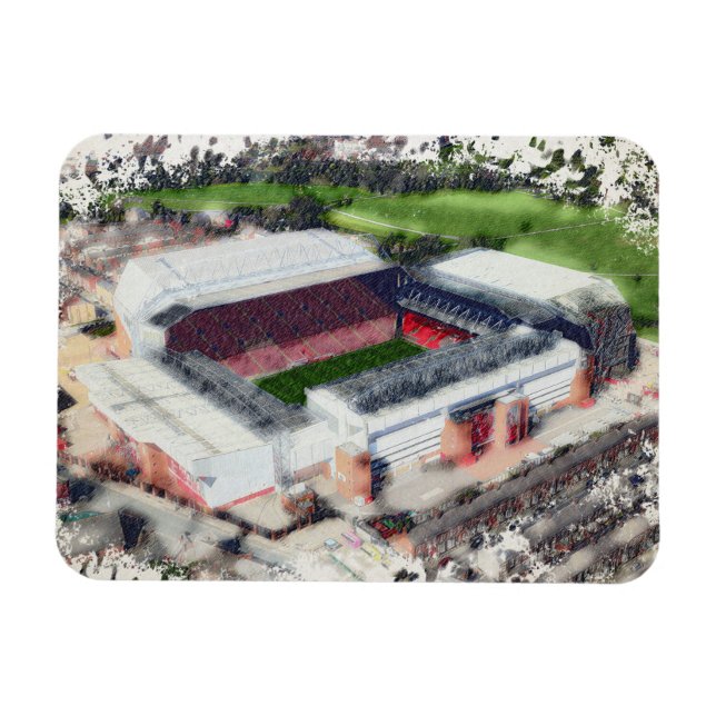 Anfield Stadium Liverpool - Artistic Watercolour Magnet (Horizontal)