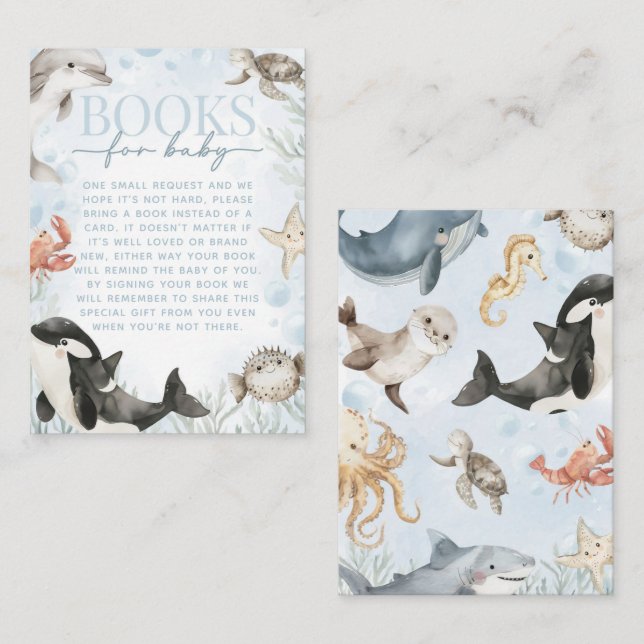 Anfrage für das Baby-Shower-Buch "Sea Whale" Begleitkarte (Vorne/Hinten)