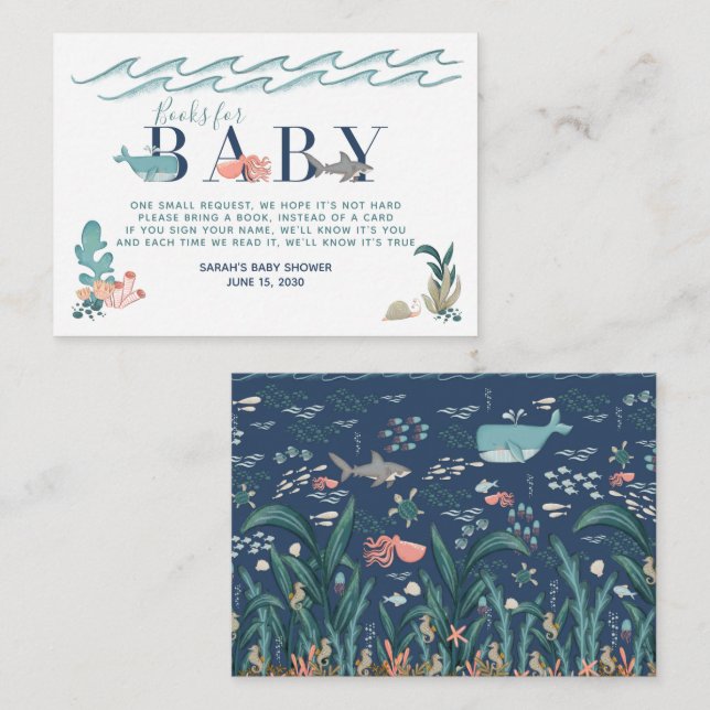 Anfrage für das Sea Baby Shower Book Begleitkarte (Vorne/Hinten)