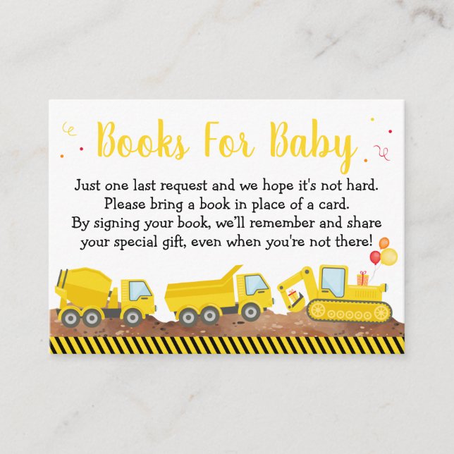 Anfrage für den Bau eines Lkw Boy Baby Showbuches Begleitkarte (Vorderseite)
