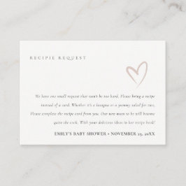 Anfrage für die minimale Blush Heart Baby Dusche Begleitkarte