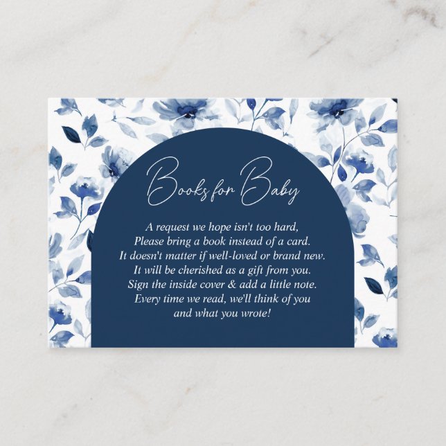 Anfrage für Navy und Dusty Blue Boy Floral Books Begleitkarte (Vorderseite)