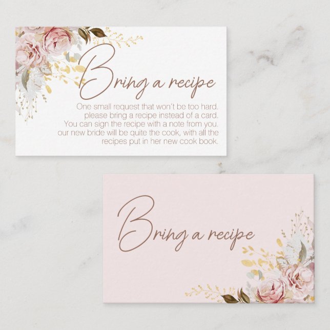 Anfrage nach einer Chic Floral Brautparty-Rezept-K Visitenkarte (Vorne/Hinten)