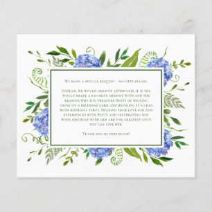 Anfrage zur Blue Hydrangeas 80. Geburtstagskarte