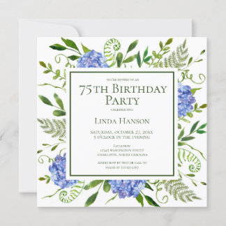 Anfrage zur Blue Hydrangeas Card zum 75. Geburtsta Einladung