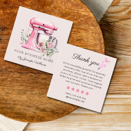 Anfrage zur Überprüfung der Bäckerei am rosa Stand Quadratische Visitenkarte