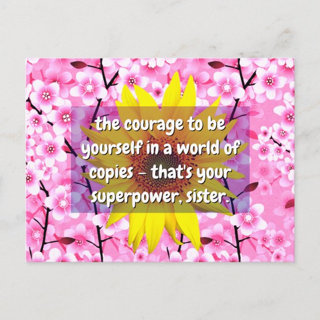 Anführungszeichen für Stärke und Courage | Floral Postkarte (Vorderseite)