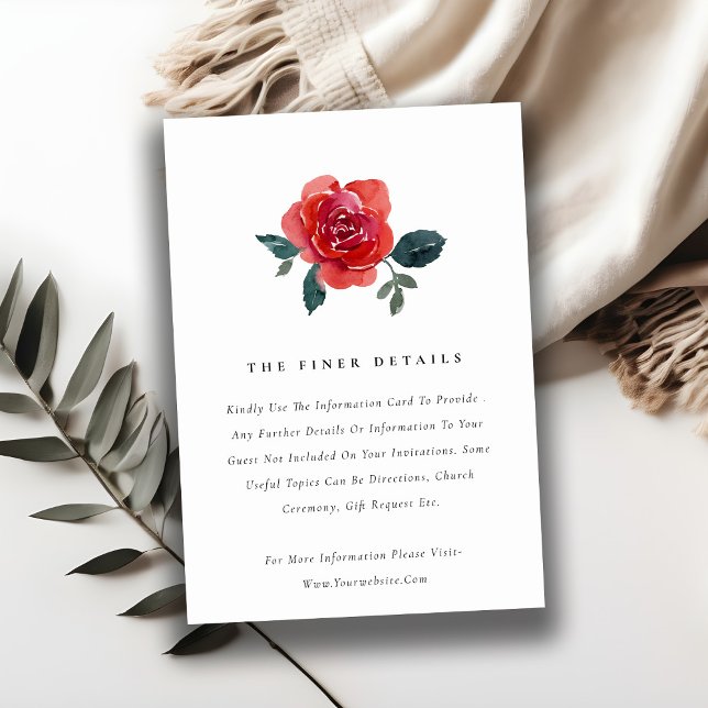 ANGABE DER WASSERFARBE ROT GRÜNE ROSE FLORALWEDING BEGLEITKARTE (Von Creator hochgeladen)