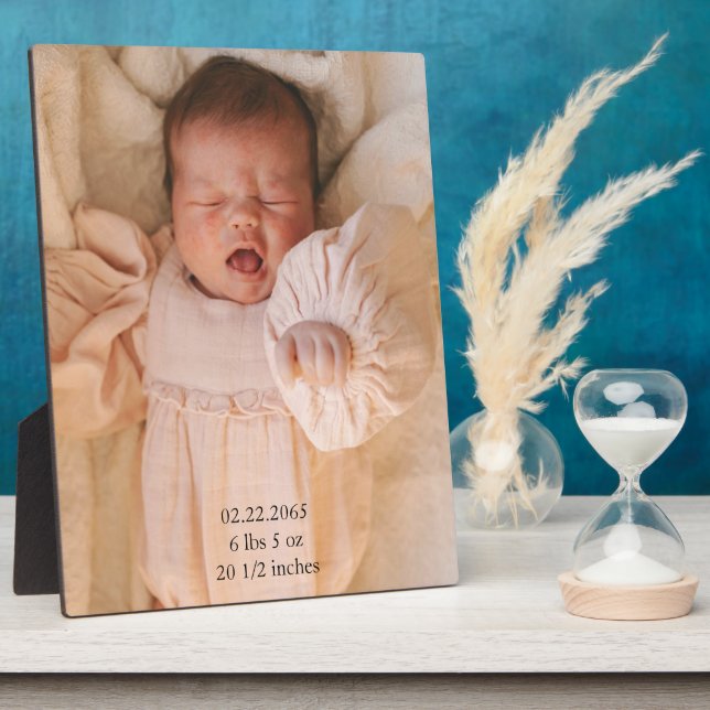 Angaben zum Geburtsdatum von Baby-Foto Fotoplatte (Seite)