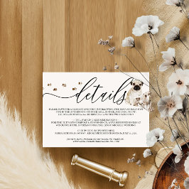 Angaben zum Hochzeitsleid von Mops RSVP Karte