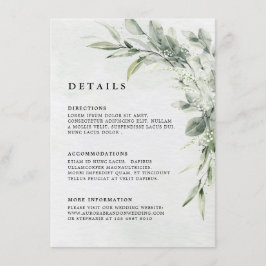 Angaben zum Minimalistischen Hochzeitssaal der grü Begleitkarte