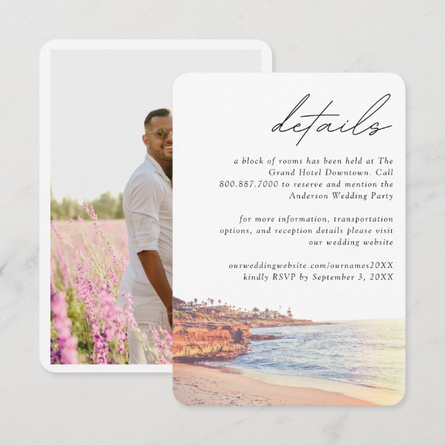 Angaben zum Zimmerblock La Jolla Wedding Hotel Begleitkarte (Vorne/Hinten)