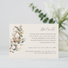 Angaben zur Baumwolle und Eukalyptus-Hochzeit RSVP Karte