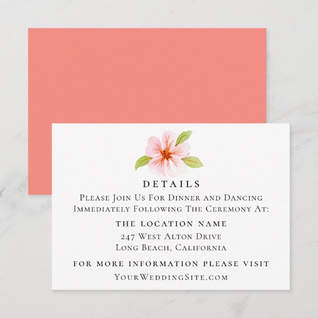 Angaben zur botanischen Blume bei Hochzeiten Einladung (Vorne/Hinten)
