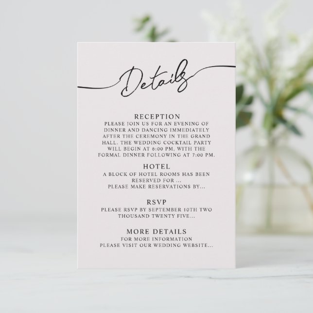 Angaben zur Eintrittskarte für Boho Wedding. Begleitkarte (Stehend Vorderseite)