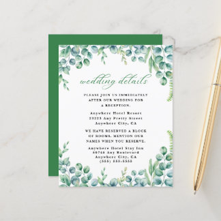Angaben zur Eukalyptus-Minimalistischen Hochzeit