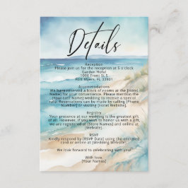 Angaben zur Hochzeit am Strand Begleitkarte