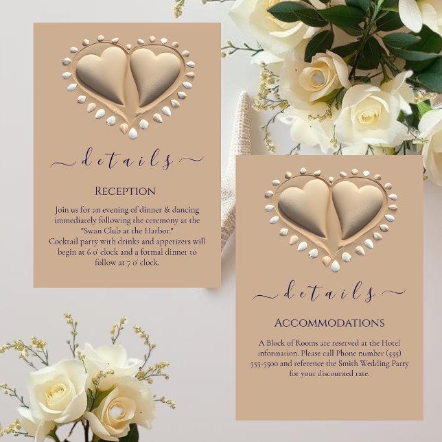 Angaben zur Hochzeit am Strand Begleitkarte (Beach Wedding Details Enclosure Card Reception and Accommodation Detail Card)