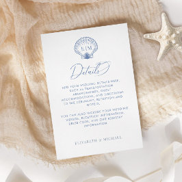 Angaben zur Hochzeit der Blue Beach Monogram Coast Begleitkarte