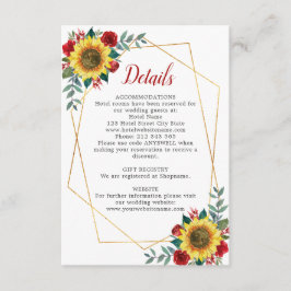 Angaben zur Hochzeit der Sonnenblume Rote Blume Begleitkarte