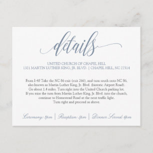 Angaben zur Hochzeit Luxe Calligraphie (Dusty Bl Begleitkarte