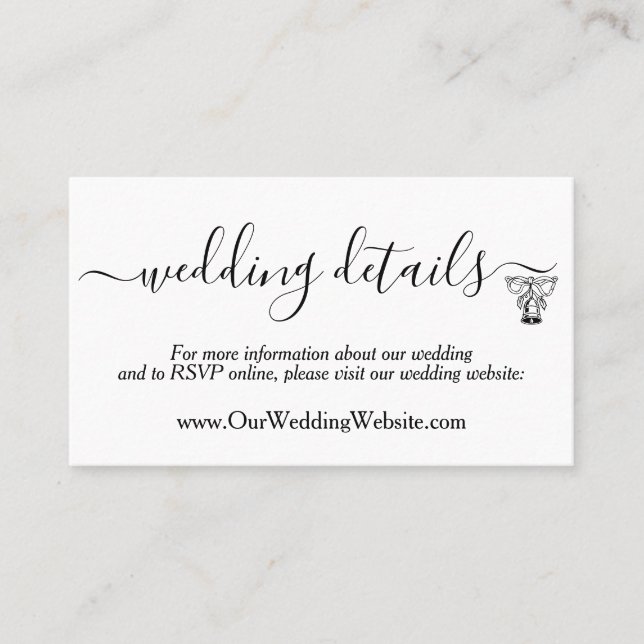 Angaben zur Hochzeit Minimalistische Visitenkarte (Vorderseite)