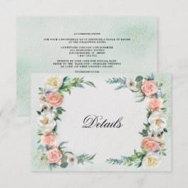 Angaben zur Hochzeit | Rose für Aquarellen RSVP Karte