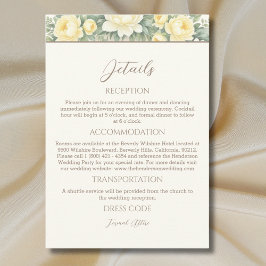 Angaben zur Hochzeit von Cream Floral Summer Peony Begleitkarte