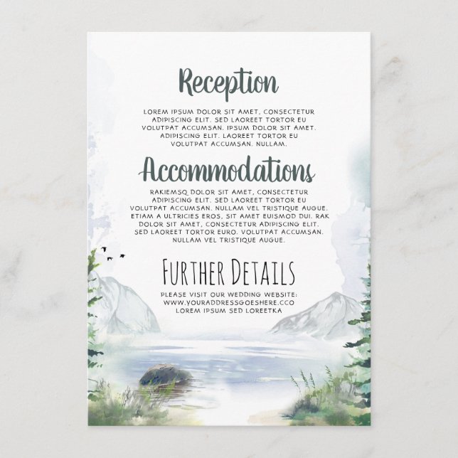 Angaben zur Hochzeit von Gebirgen Begleitkarte (Vorderseite)