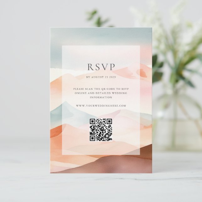 Angaben zur Hochzeit von Pastel Boho RSVP Karte (Stehend Vorderseite)
