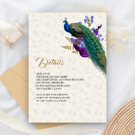 Angaben zur Hochzeit von Royal Blue Lila Floral Pe Begleitkarte