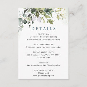 Angaben zur Hochzeitsempfehlung für Eukalyptus Begleitkarte