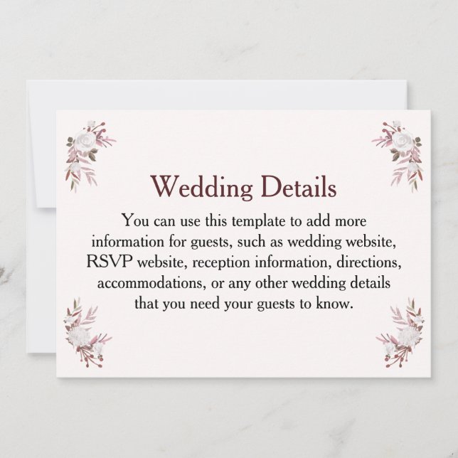 Angaben zur Hochzeitserklärung Einladung (Vorderseite)