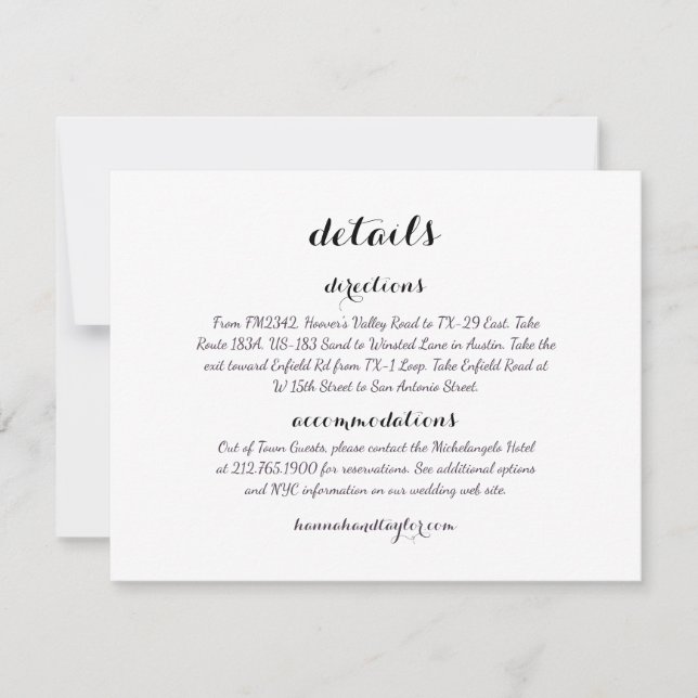 Angaben zur Hochzeitskarte *Modernes Klassikprogra RSVP Karte (Vorderseite)