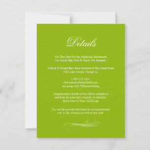 Angaben zur Hochzeitsszenierung von Toile & Kallig RSVP Karte