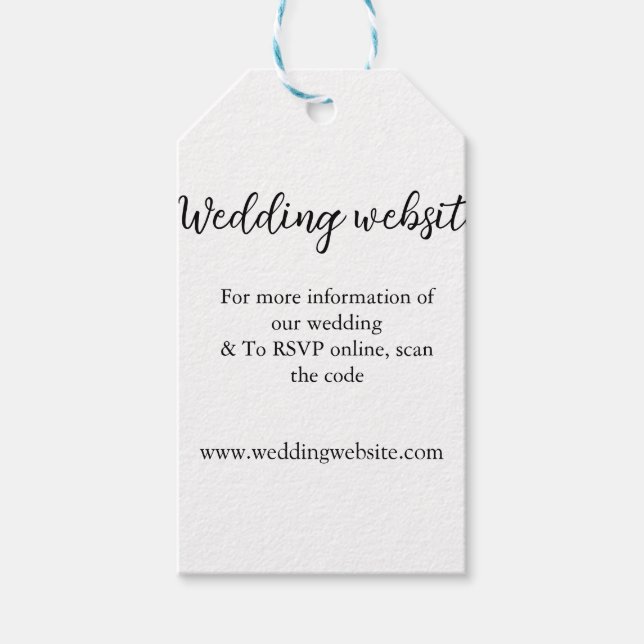 Angaben zur Hochzeitwebsite mit q oder Codenamen Geschenkanhänger (Vorderseite)