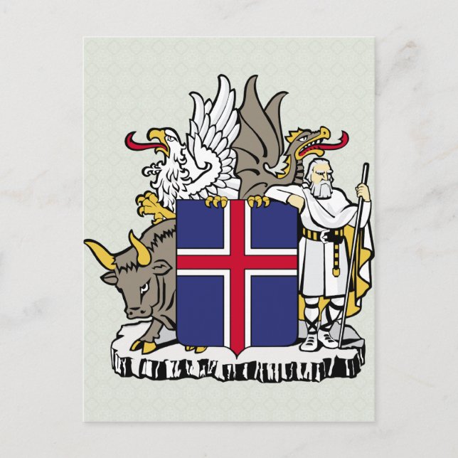 Angaben zur isländischen Wappen Postkarte (Vorderseite)