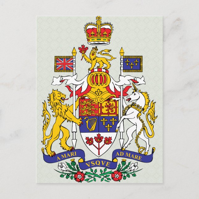 Angaben zur Kanadischen Wappen Postkarte (Vorderseite)