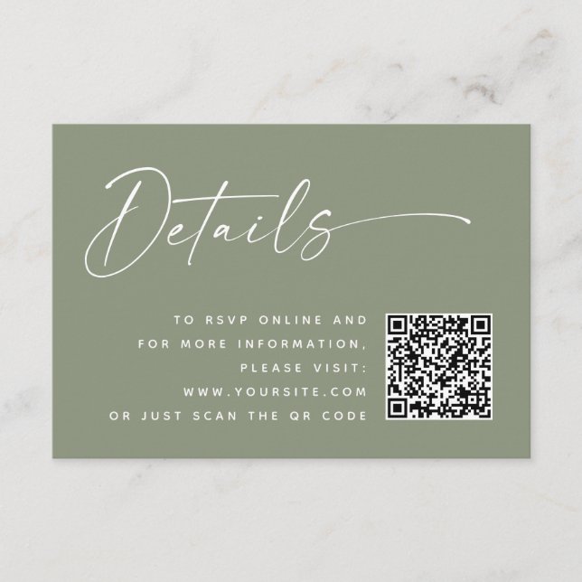 Angaben zur Minimalistischen Hochzeitquote | Dusty Begleitkarte (Vorderseite)