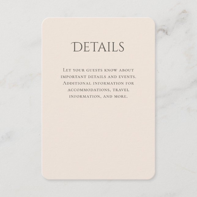 Angaben zur Typografie auf Beige-Hochzeiten Begleitkarte (Vorderseite)