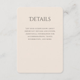 Angaben zur Typografie auf Beige-Hochzeiten Begleitkarte