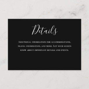 Angaben zur Typografie bei Schwarzen Hochzeiten Begleitkarte