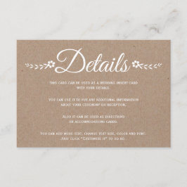 Angaben zur Typografie von Kraftpapier-Hochzeitspa Begleitkarte