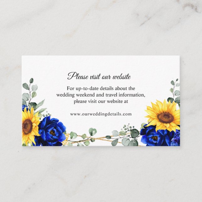 Angaben zur Website Royal Blue Sunflower Geometric Begleitkarte (Vorderseite)