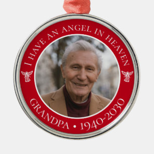 Ange au ciel Ornement de Noël mémorial avec photo 
