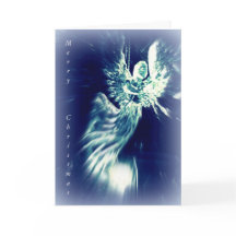 Ange bleu de Noël d'argent chrétien de carte