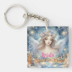 Ange de neige de givre éthérée aquarelle bleue fes