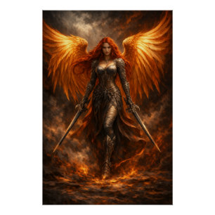 Ange d'or de feu Art mural de fantasy épique